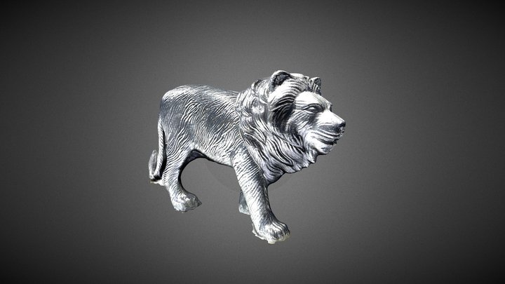 3d scanned,metall,polished lion toy. 3D Model