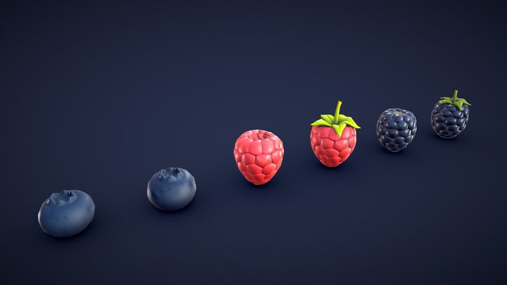 Stylized Berries - Low Poly 3D Model
