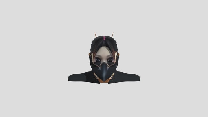human wearing bird mask 3D Model