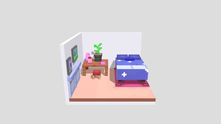 Mini bedroom model by mineblockz21 3D Model