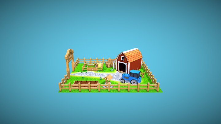 Funny Farm Low poly 3D Model