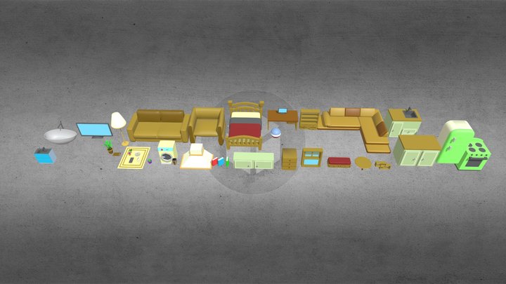 A set of models for filling game locations 3D Model
