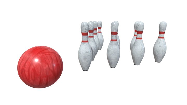 Bowling Pins And Ball 3D Model