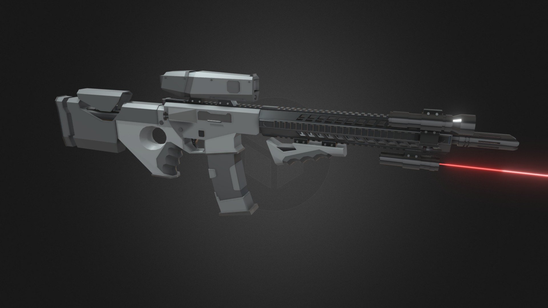 Low poly model of a rifle