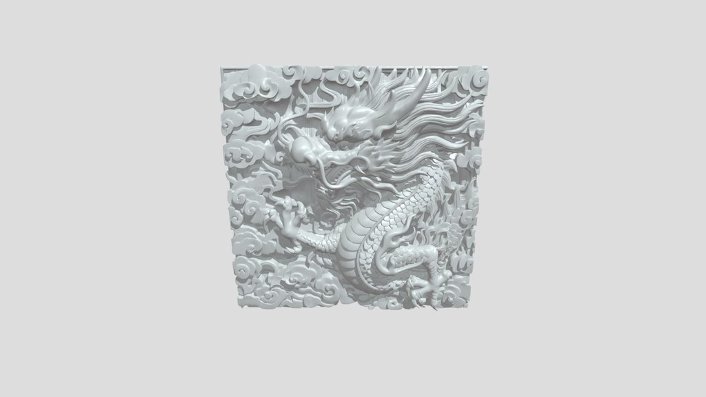 Carved wooden Chinese dragon relief