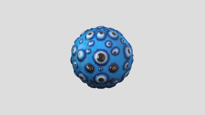 blue ball with creepy eyes all over it 3D Model