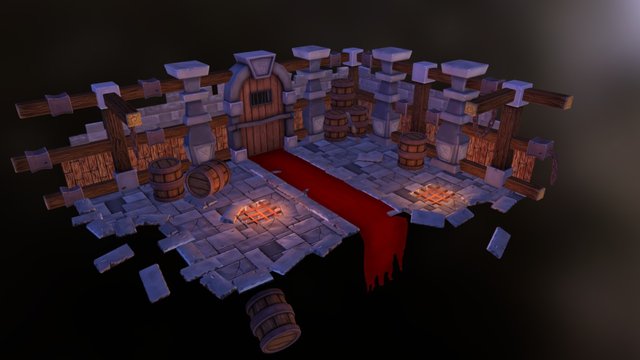 Stylized Dungeon Scene 3D Model