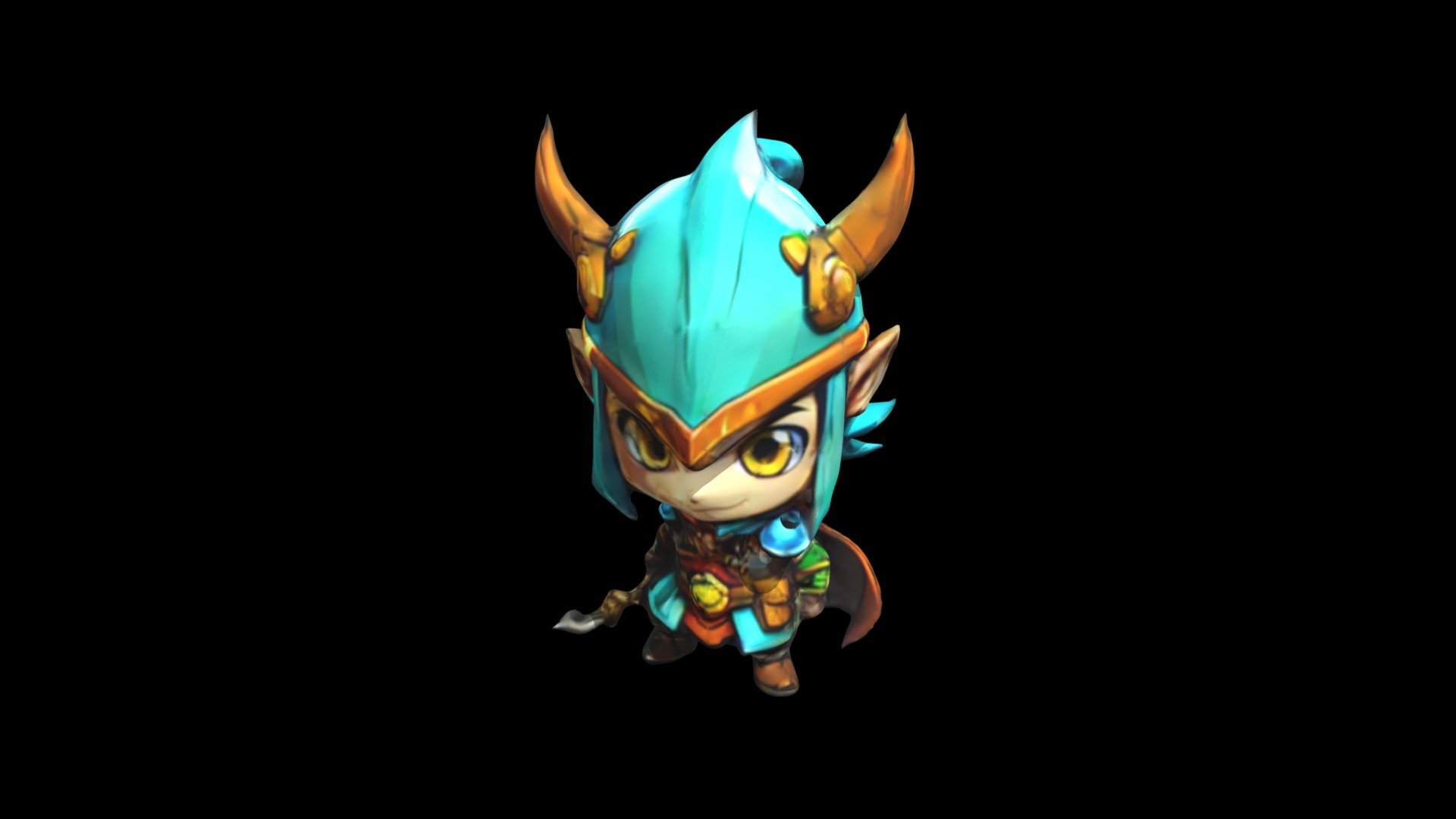 a cartoon character with horns and a blue hel - Download Free 3D model ...