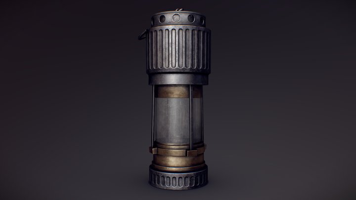 Old Electric Mine Lamp (Glass Version) 3D Model
