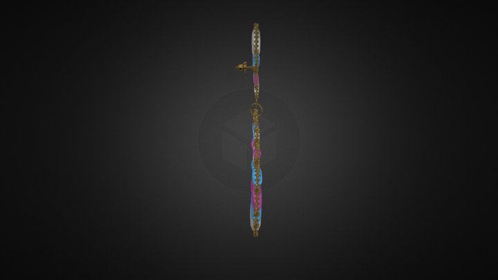 Earrings with Heart (Blue & Pink) 3D Model