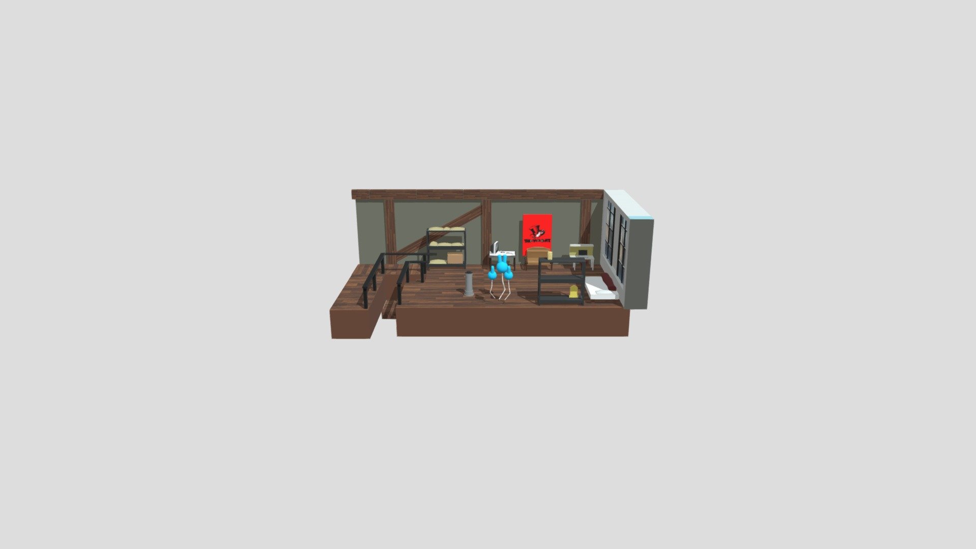 Persona 5 jokers bedroom isometric view 3D model by Nick982 [f68011c