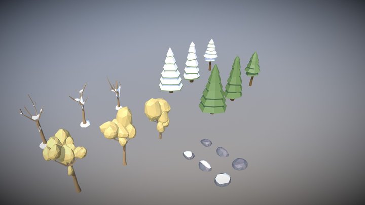 Low Poly Trees mini-asset FREE DOWNLOAD 3D Model