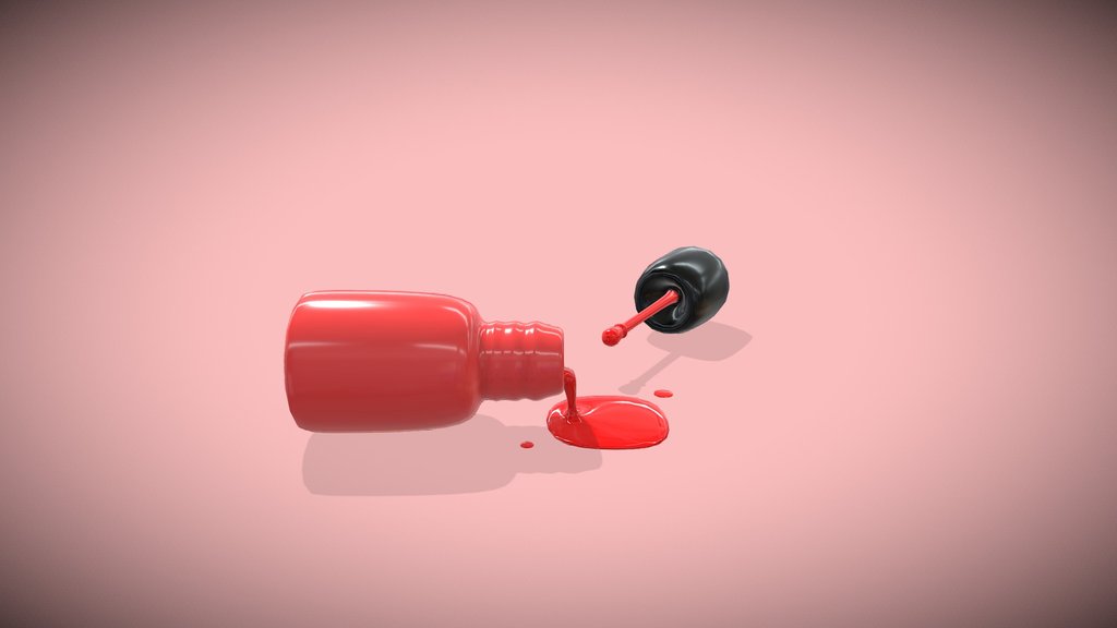 Realistic Nail Polish Bottle with Spill