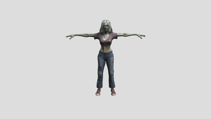 model of a mutated female zombie character 3D Model