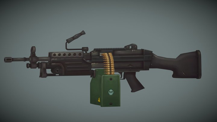Stylized Low Poly M249 3D Model