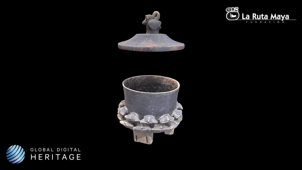 Tripod Bowl with Aquatic Bird Lid