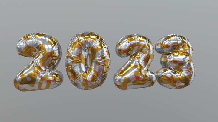 2023 balloons for new years Low-poly realistic