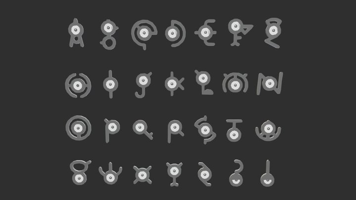 pokémon unown alphabet by Dobrá Mrkev, Download free STL model