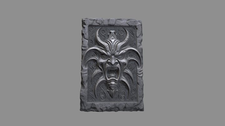 Demon Head Relief 4J 3D Model
