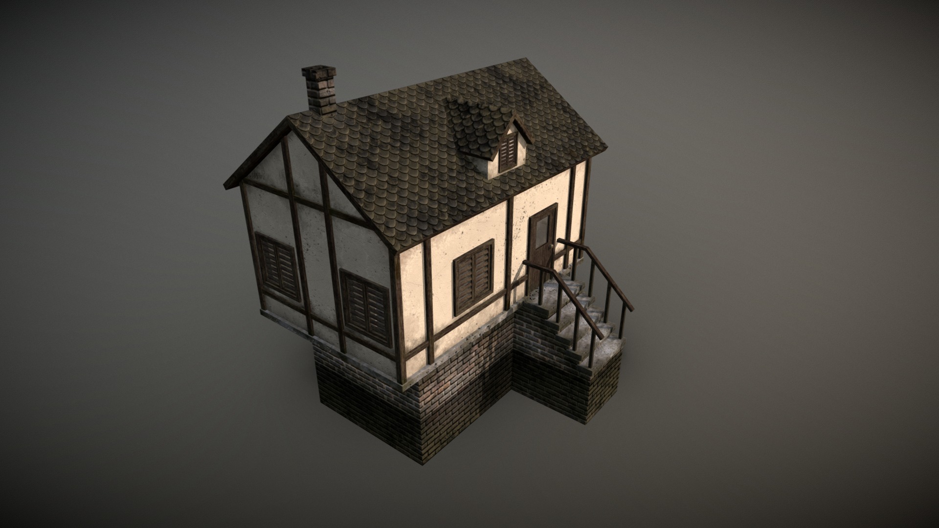 3D model Europe small house - This is a 3D model of the Europe small house. The 3D model is about a small house with a balcony.