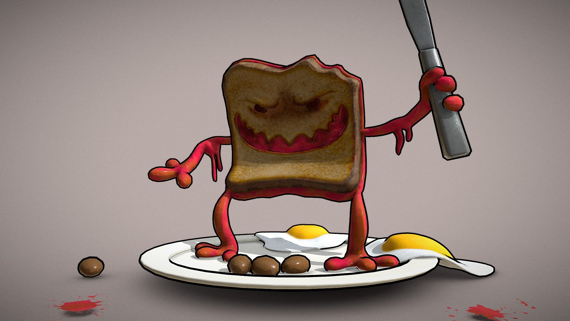 Mr.Toasty the Menacing Breakfast - 3D model by !Nixme (@nixme ...