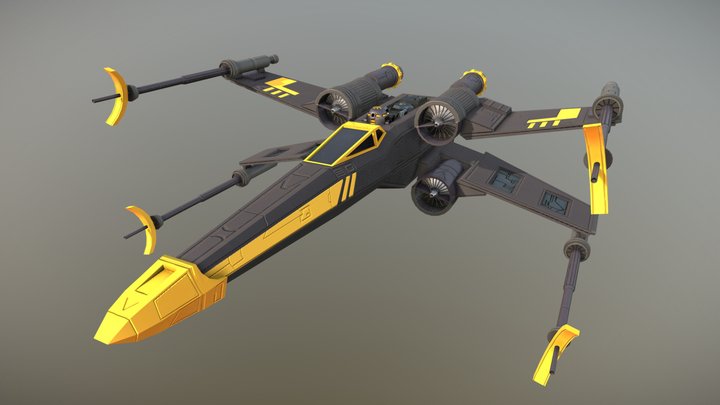 Black and Yellow Schemed X-Wing 3D Model
