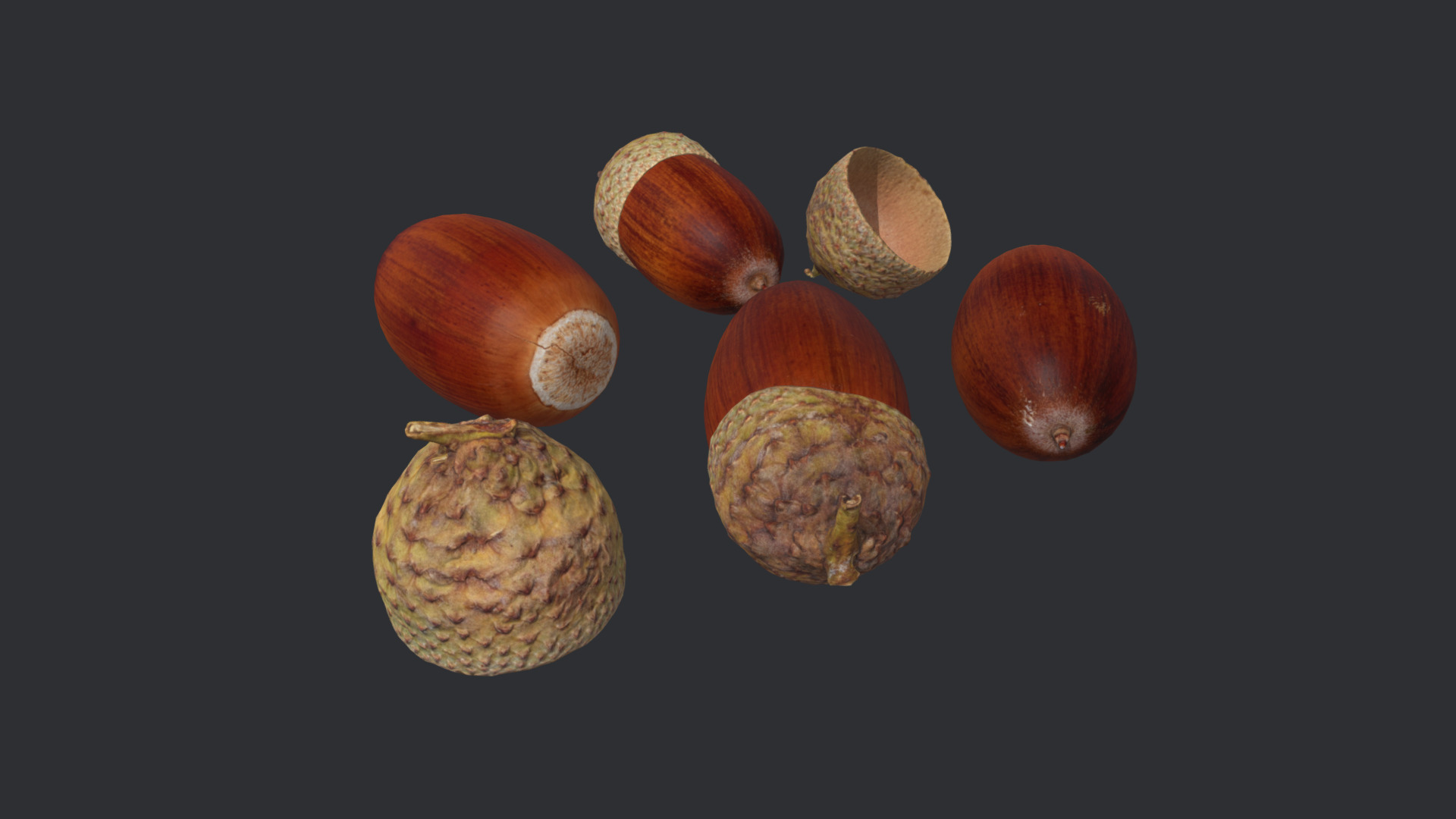 3D model Acorns - This is a 3D model of the Acorns. The 3D model is about a group of planets.