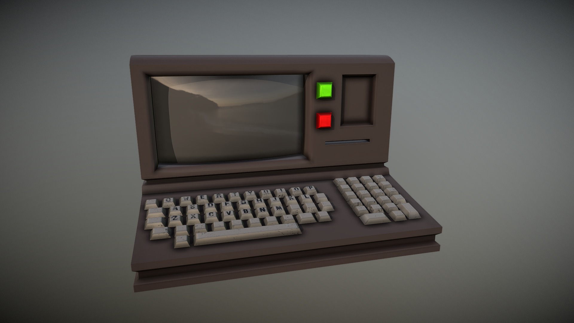 3D model IBM Computer - This is a 3D model of the IBM Computer. The 3D model is about a computer with a keyboard.