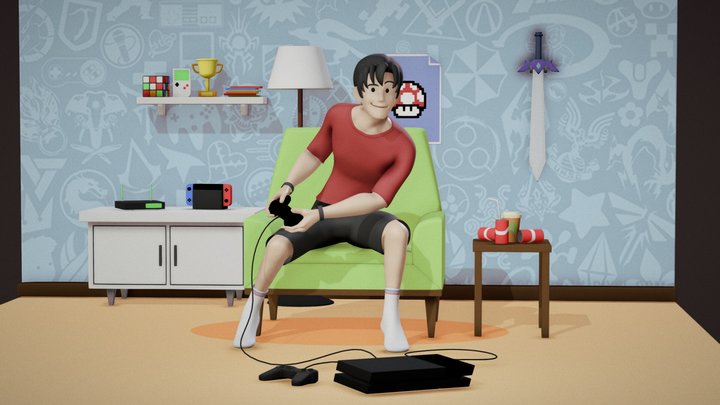 Gaming Guy Room 3D Model