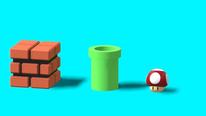 A collection a random Mario objects 3D Model