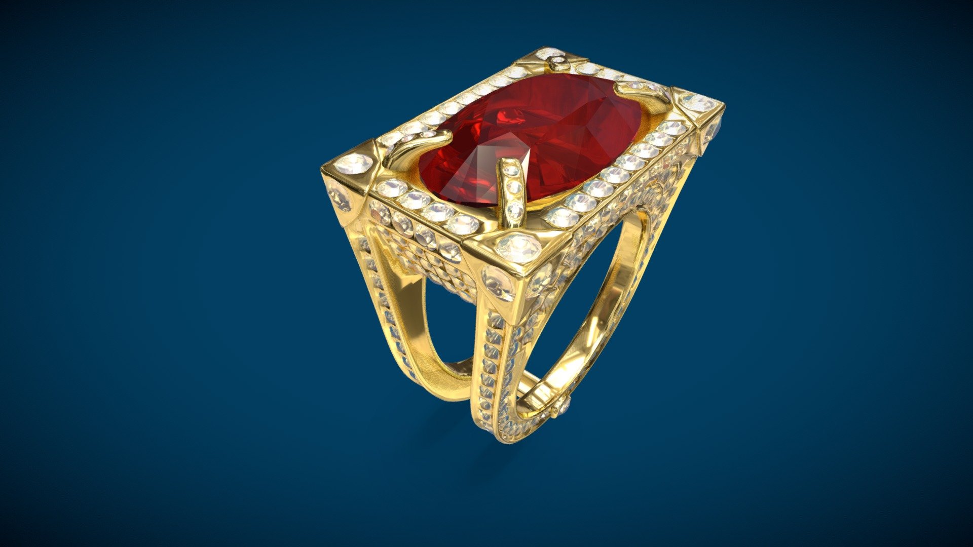 LV Diamond And Ruby Ring - 3D model by Frank Rennau (@rennau) [f698dcf ...