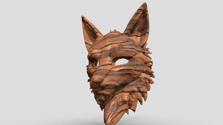 Wooden carved fox mask (SDXL, Trellis) 3D Model