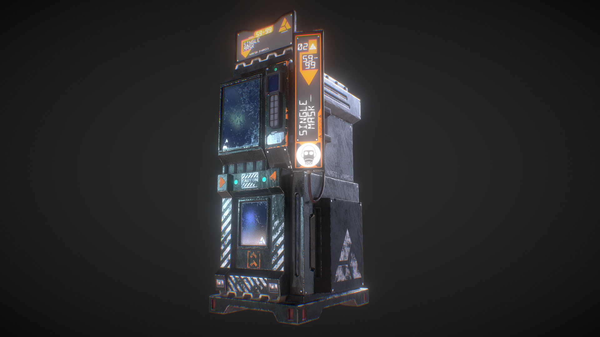 3D model Sci-Fi Vending Machine – 02 - This is a 3D model of the Sci-Fi Vending Machine - 02. The 3D model is about a robot with a sign.