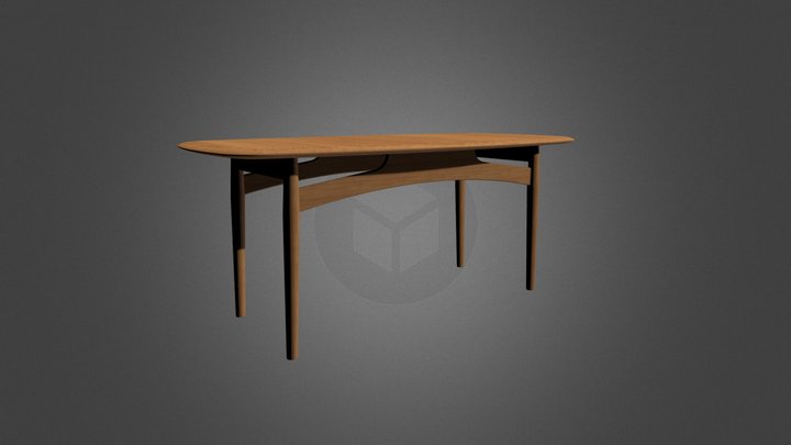 Mid Century Teak Dining Table 3D Model