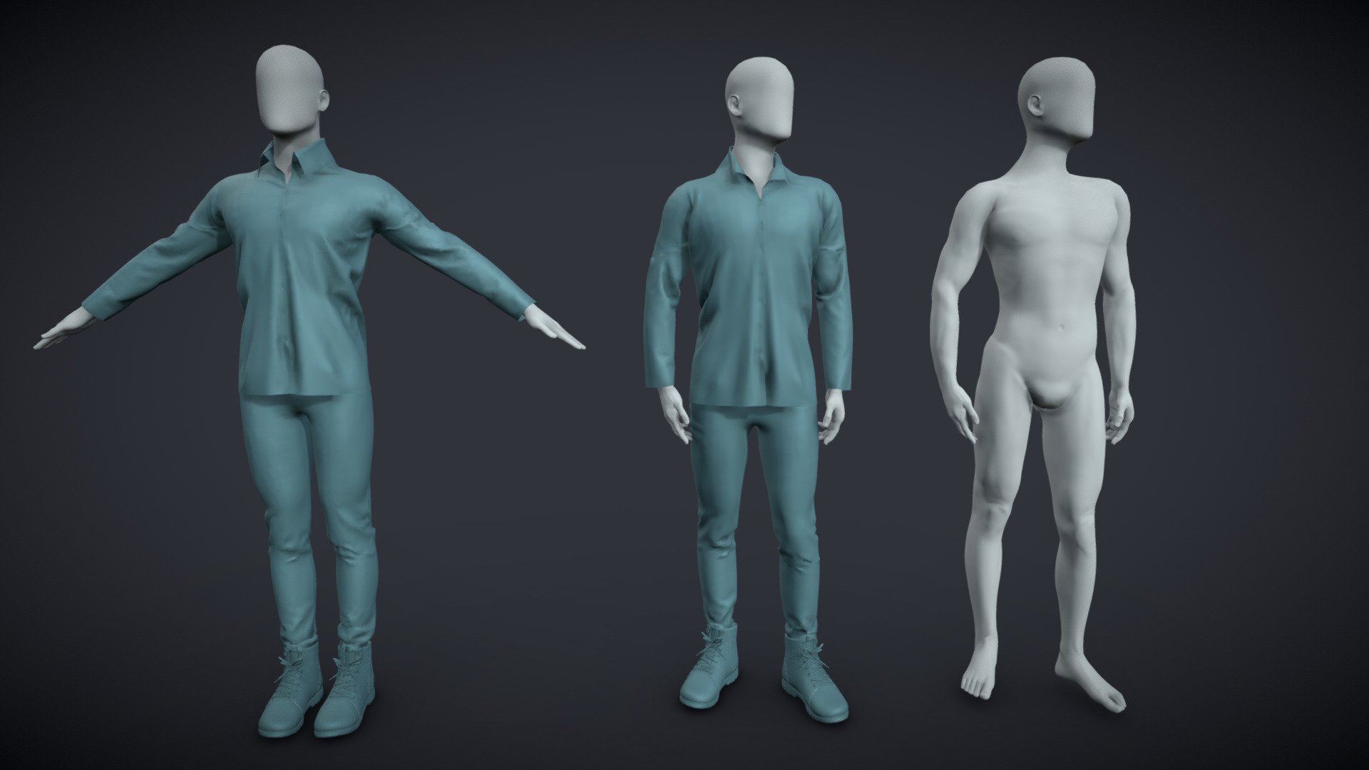 BlenderRig Male Mannequin Set for Sculpting - 03