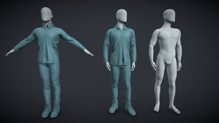 BlenderRig Male Mannequin Set for Sculpting - 03 3D Model