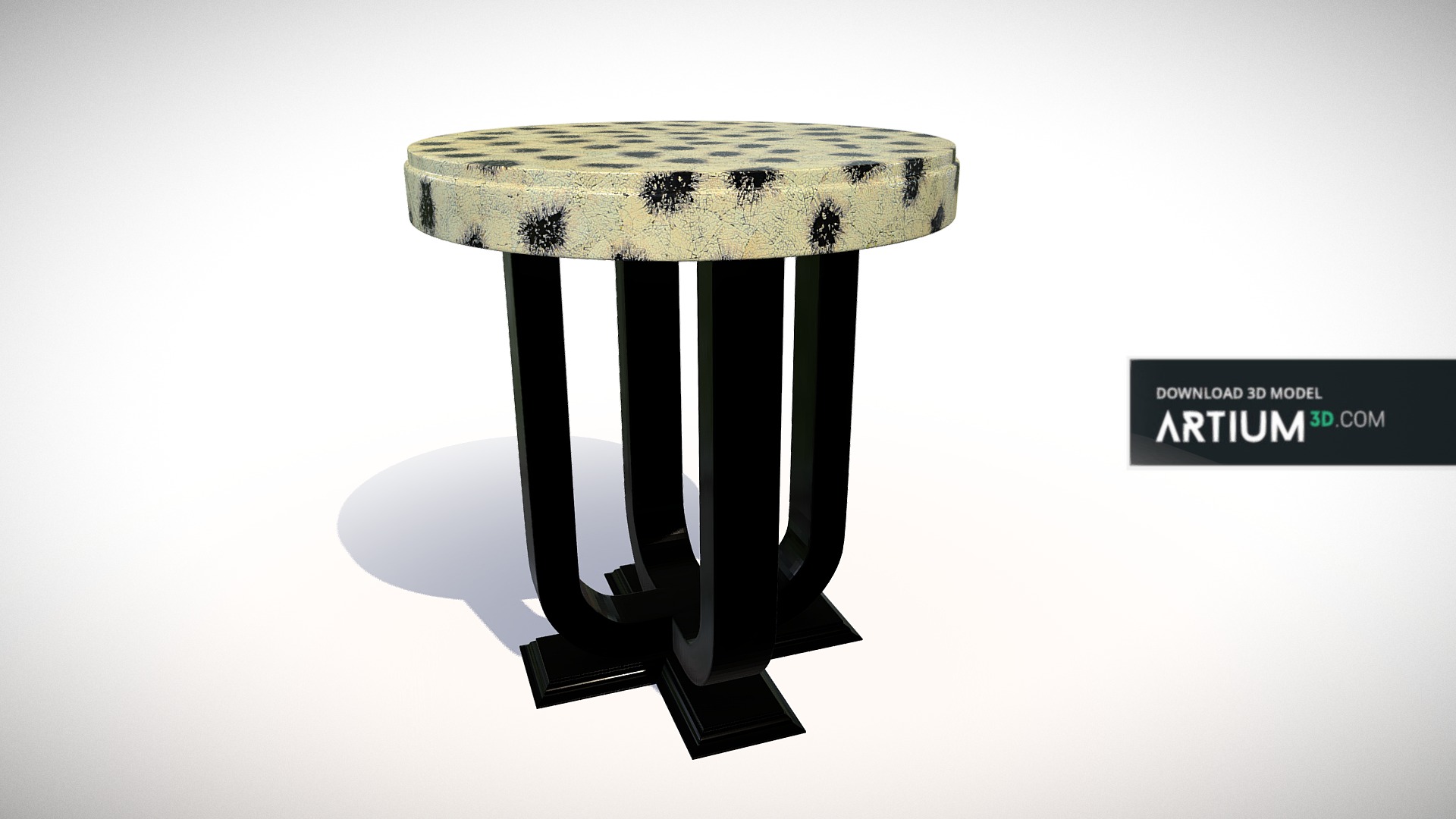 3D model Console table – Art Deco 1920, Jean Dunant style - This is a 3D model of the Console table – Art Deco 1920, Jean Dunant style. The 3D model is about a black and white table.
