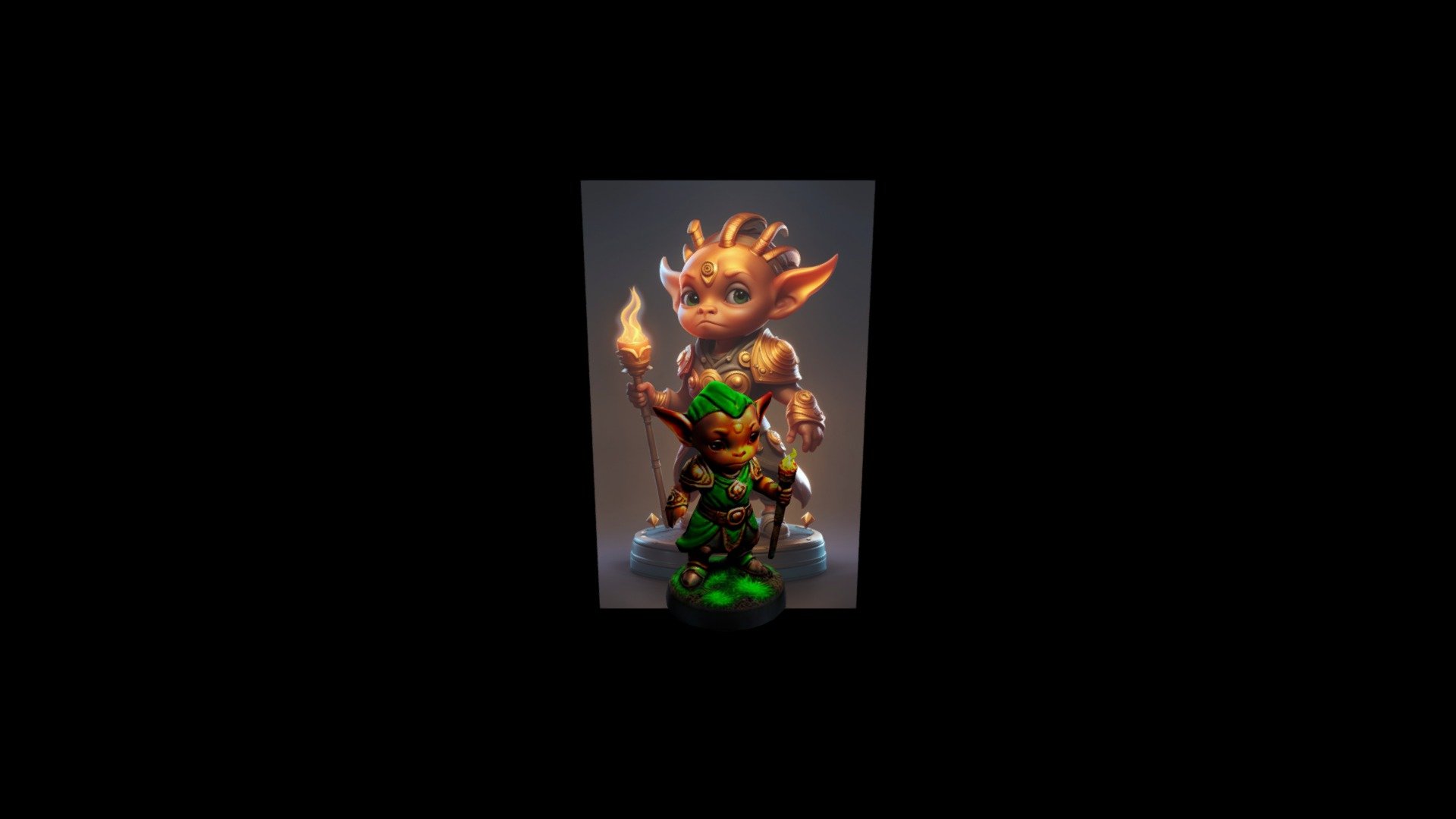"Cute little warrior with a torch on a pedestal - Download Free 3D ...