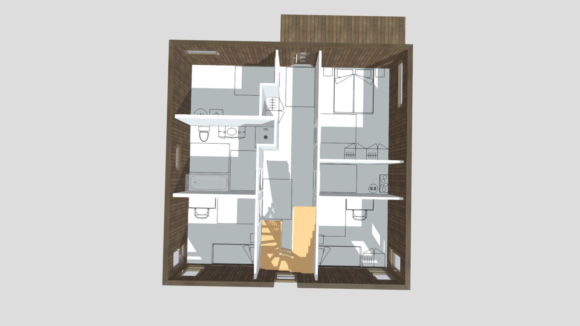 CUBO hus, 1. etasje + møbler 2d