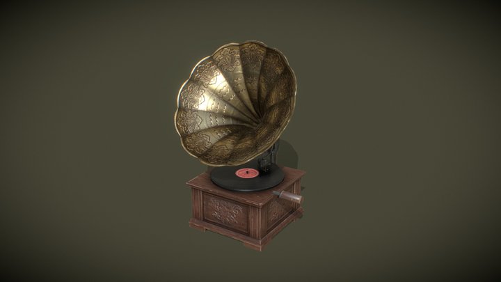 Antique gramophone 3D Model