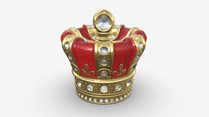 Royal gold crown with diamonds 3D Model