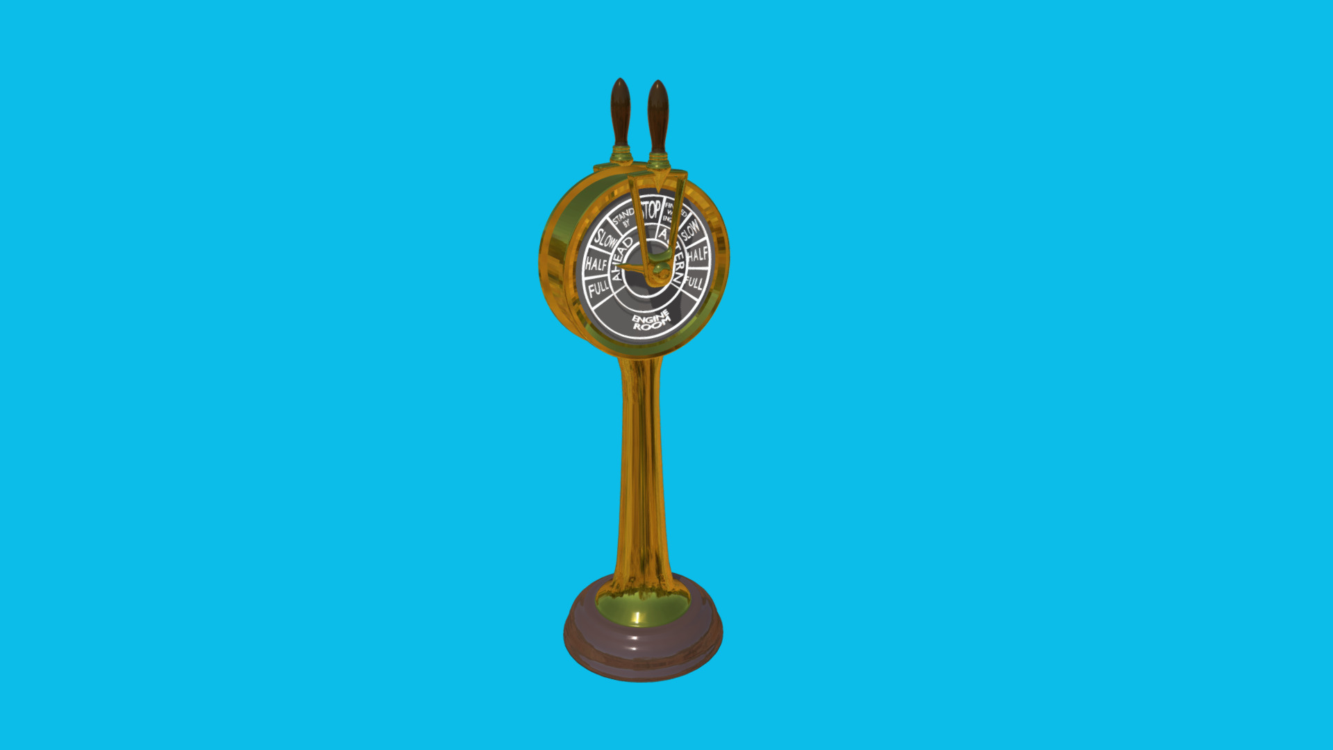 3D model Engine Order Telegraph - This is a 3D model of the Engine Order Telegraph. The 3D model is about a gold trophy with a blue background.
