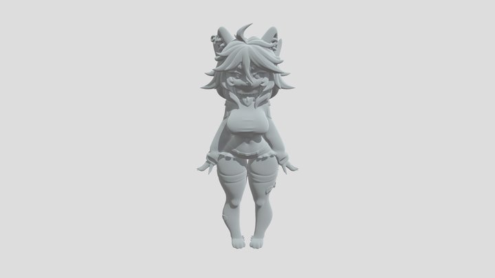 Anthro Cute Dog Girl 3D Model