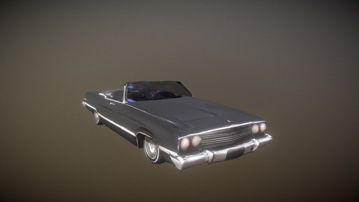 PS1-Style Abandoned Convertible Car 3D Model