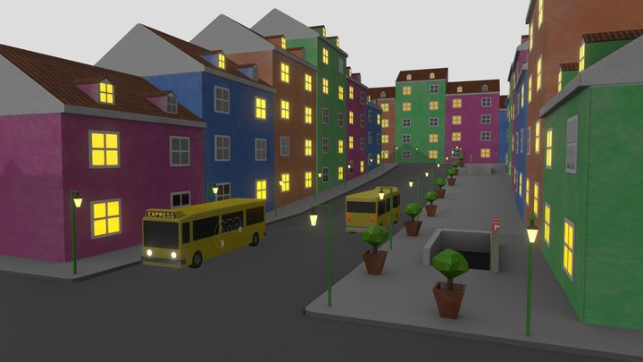 Low Poly Scene 3D Model
