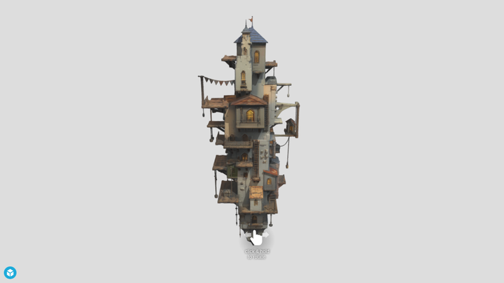 Floating Tower House - Meshy 6 vs SupaVoxel