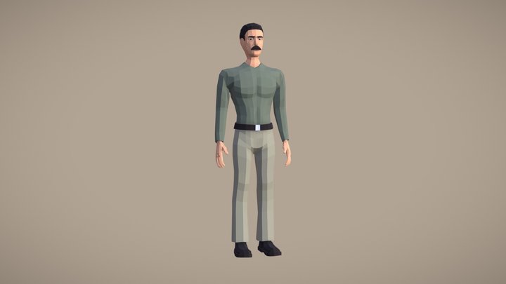 Moustache styled man character | Rigged 3D Model