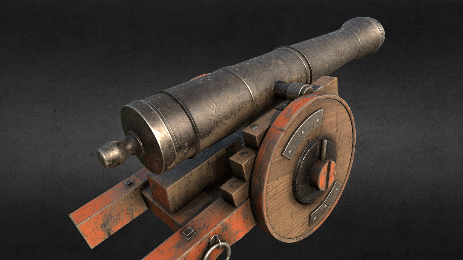3D model Cannon 2wheel - This is a 3D model of the Cannon 2wheel. The 3D model is about a metal object with a handle.