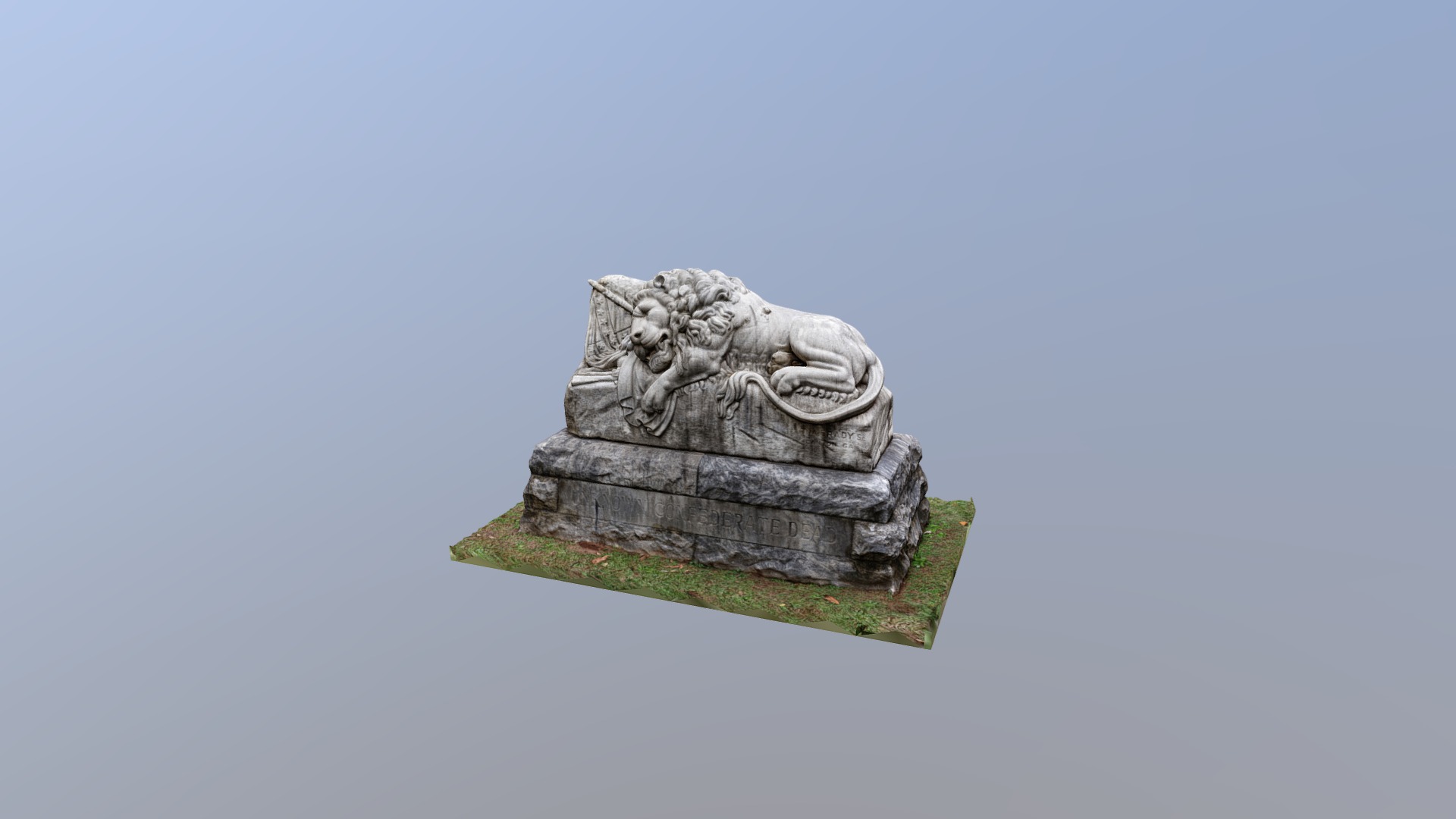 3D model Oakland Cemetery – Unknown Confederate Dead - This is a 3D model of the Oakland Cemetery - Unknown Confederate Dead. The 3D model is about a stone statue on a grassy hill.