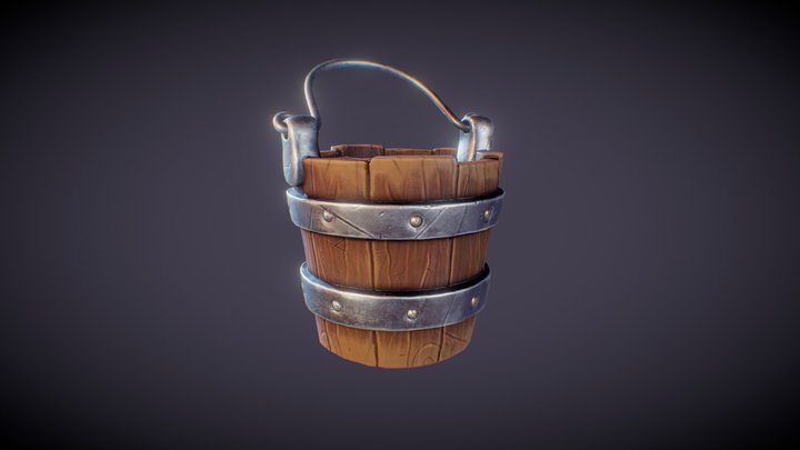 Stylized Hand painted PBR Bucket 3D Model